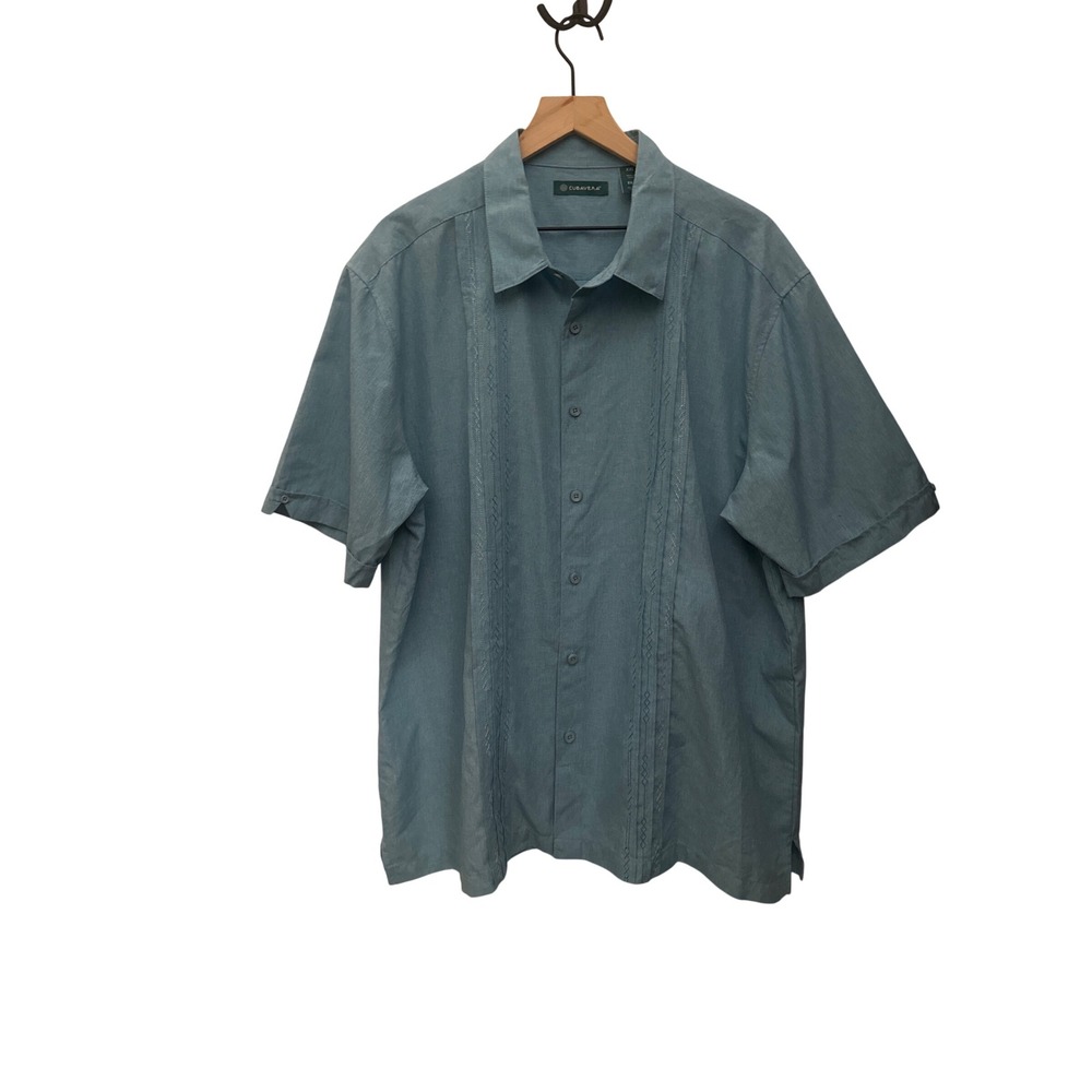 Cubavera XXL Mens Blue Short Sleeve Button Down‎ Casual Shirt